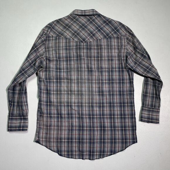 Vintage 80's WRANGLER Plaid Snap Button Shirt / Sz L/XL / Western Mens - Picture 2 of 8